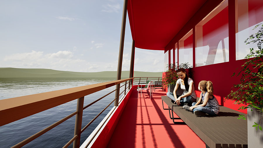 箱根遊船 大茶会 2階デッキ